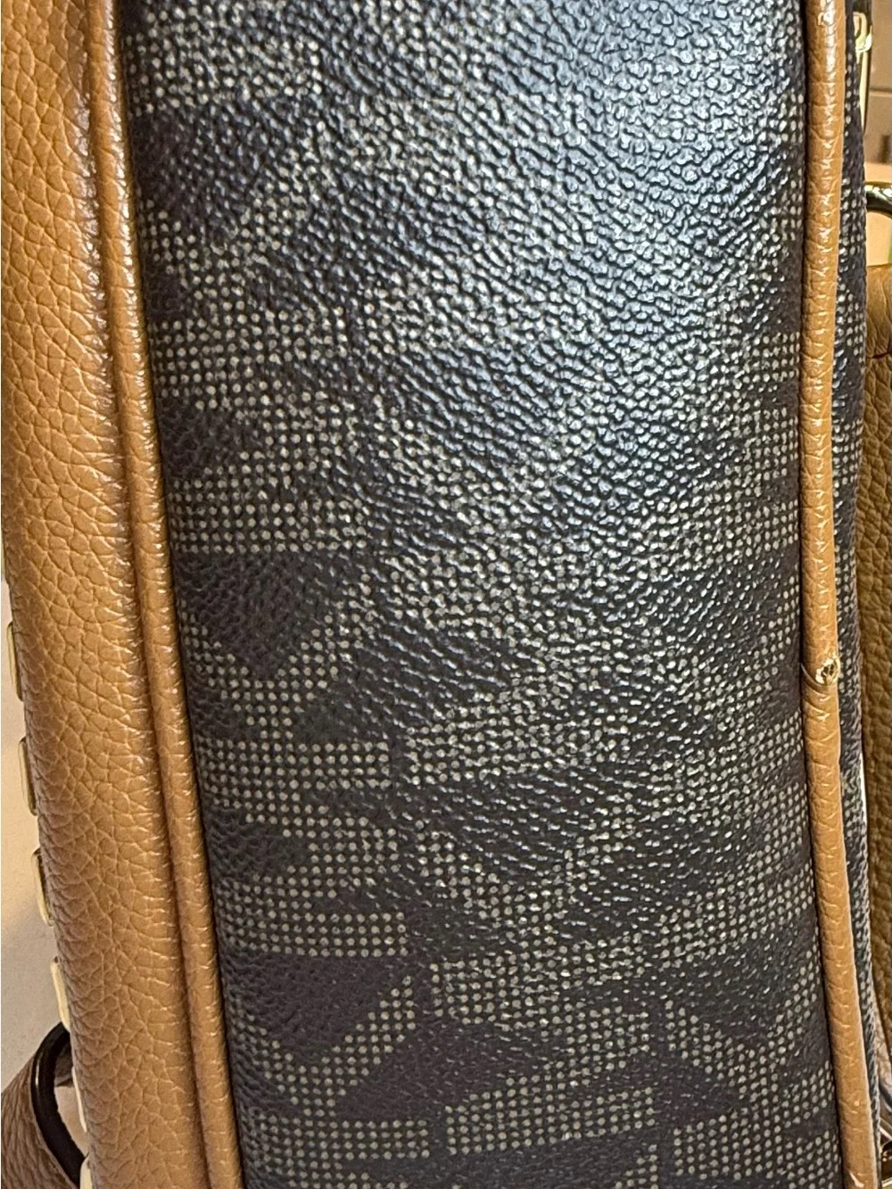 Michael Kors Black and Brown Studded Mini Backpack